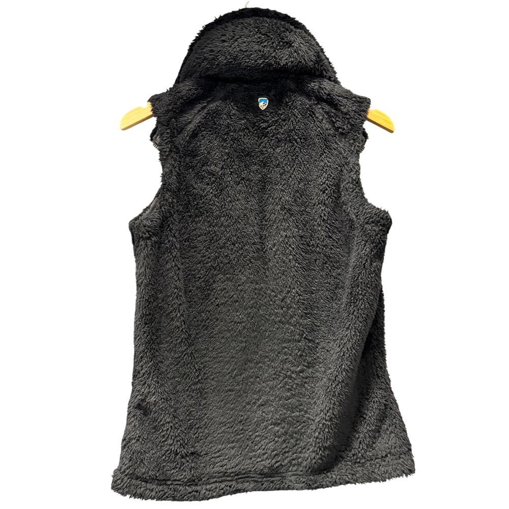Kuhl Flight Vest Womens Medium Black Full Zip Sherpa Fleece Hidden Hood Jacket - Picture 3 of 11